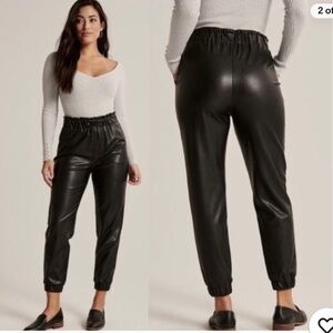 ABERCROMBIE & FITCH VEGAN LEATHER JOGGER PANTS